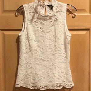 New White House Black Market White Lace Sleeveless Blouse
